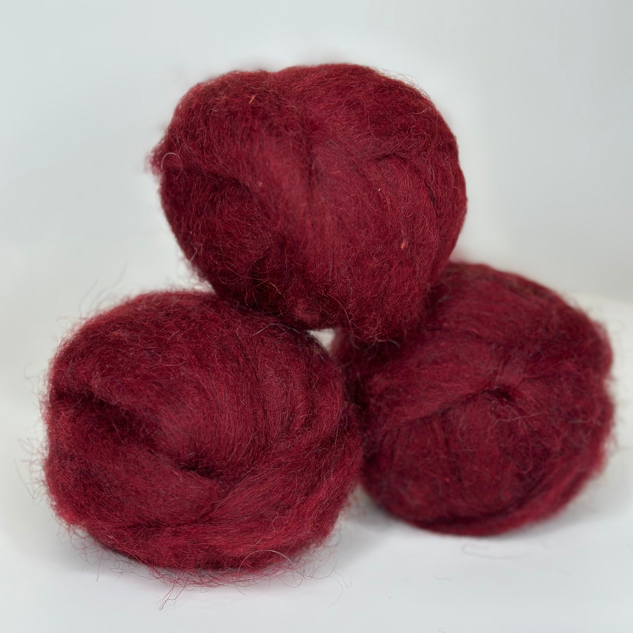 Icelandic Wool Roving Ball - Maroon