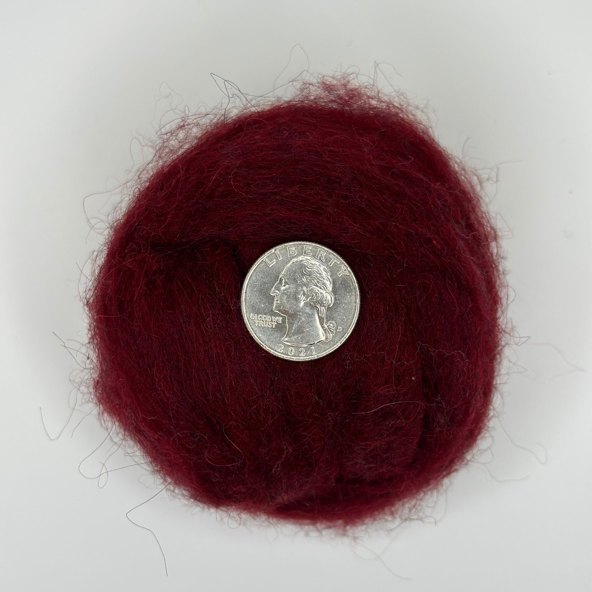 Icelandic Wool Roving Ball - Maroon - Image 3