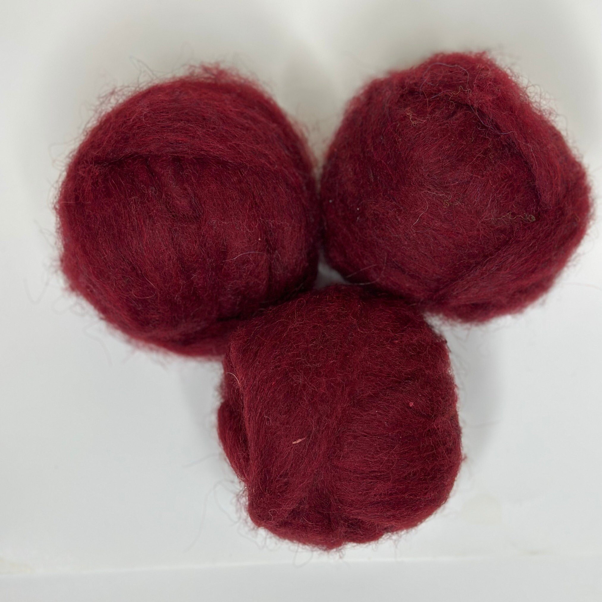 Icelandic Wool Roving Ball - Maroon - Image 2