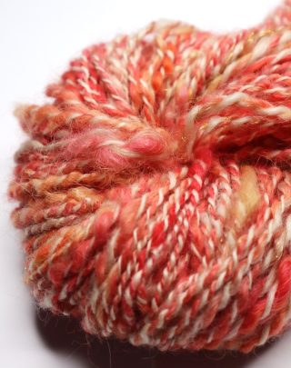 Handspun and Hand Dyed Wool Art Yarn - Coral Sands