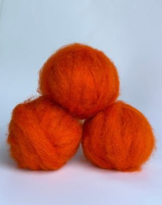Icelandic Wool Roving Ball - Sunset Orange