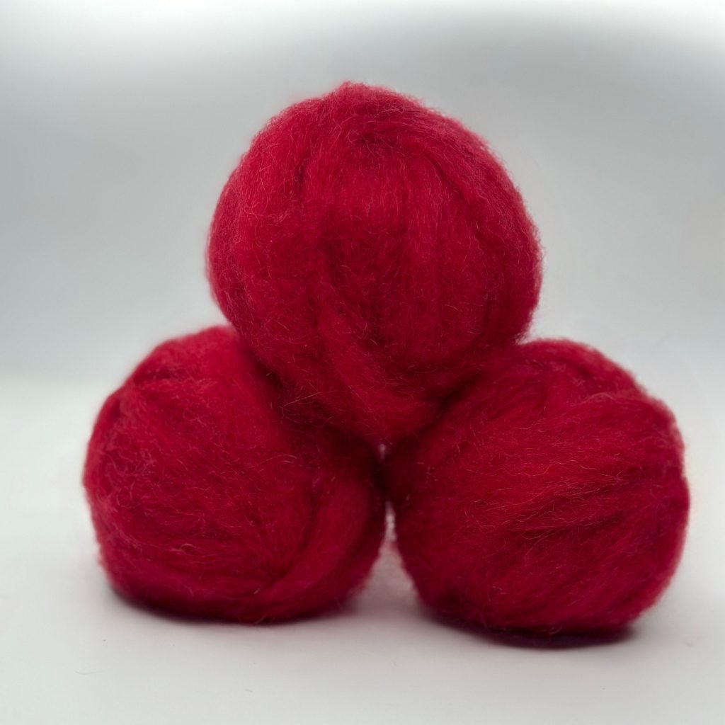 Icelandic Wool Roving Ball - Raspberry Red