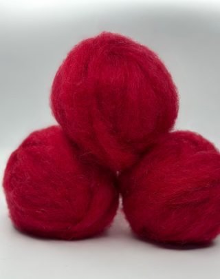 Icelandic Wool Roving Ball - Raspberry Red
