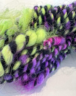 Goblin Shock Yarn - Lime, Purple & Black Novelty Craft Yarn for Bold Fiber Art Projects