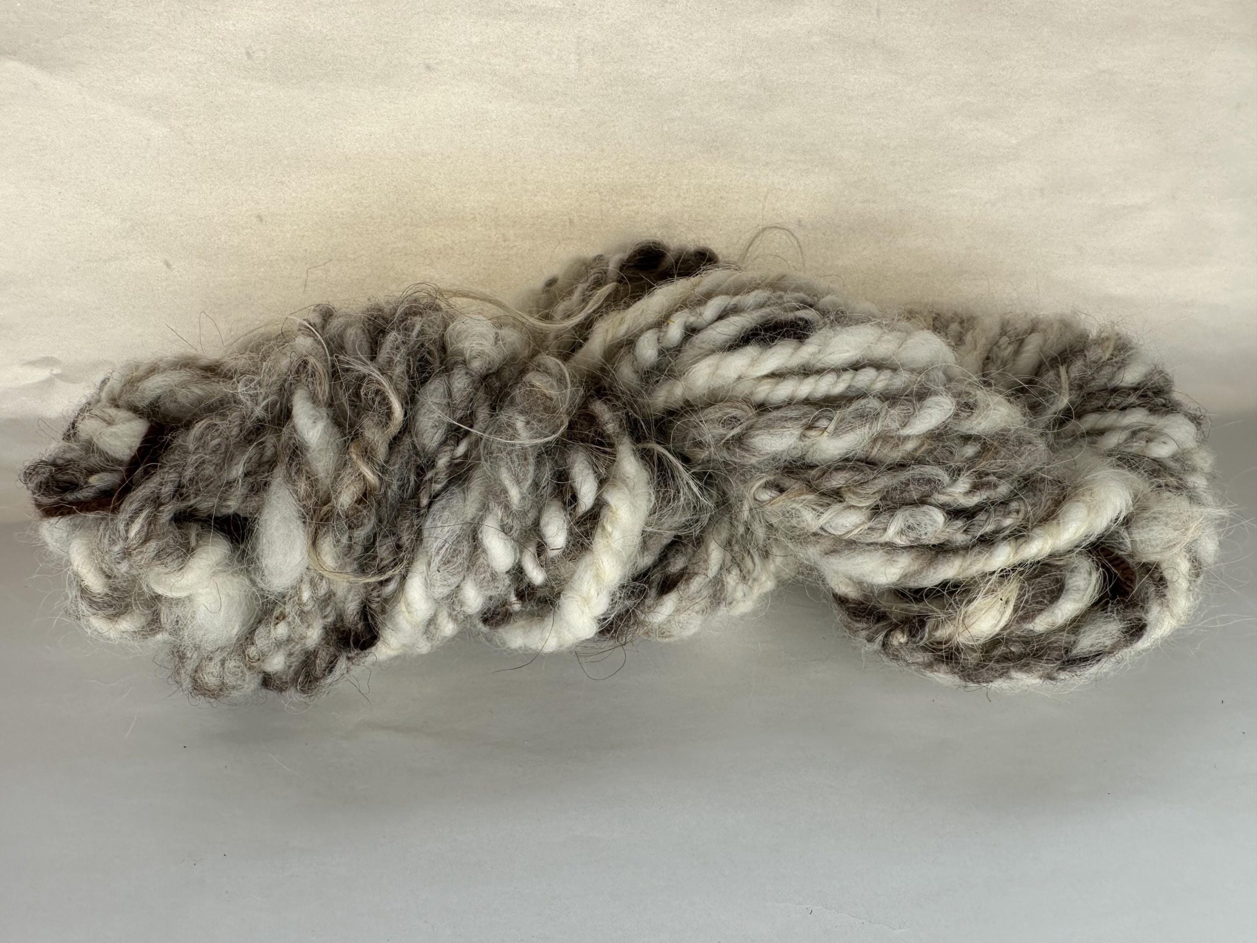 Sand and Stone Boucle Yarn - Natural Brown & Gray with Indigo and Silver Myla, 2-Ply Yarn for Knit, Crochet, Fiber Art - Image 2