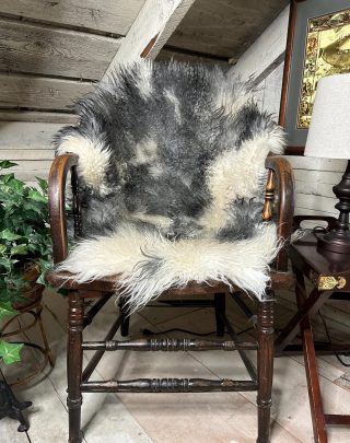 Mottled Black & Cream Sheepskin Rug. Rare Markings, Luxurious Feel