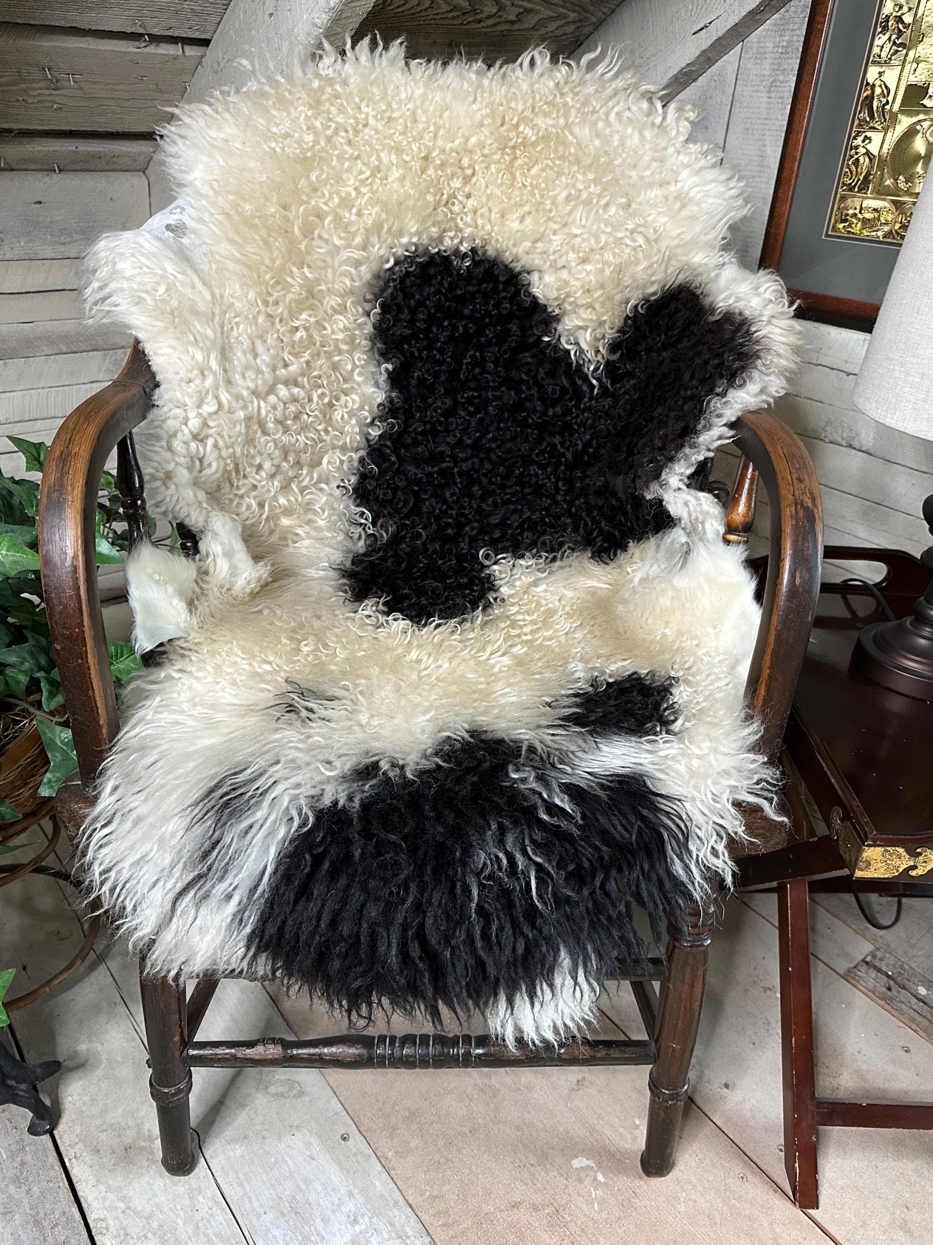 White & Black Spotted Icelandic Sheepskin Rug – Soft, Artisan Farm Hide - Image 3