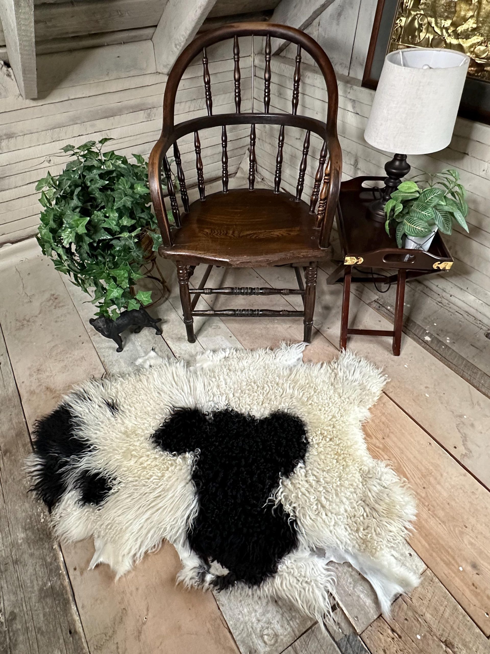 White & Black Spotted Icelandic Sheepskin Rug – Soft, Artisan Farm Hide - Image 2