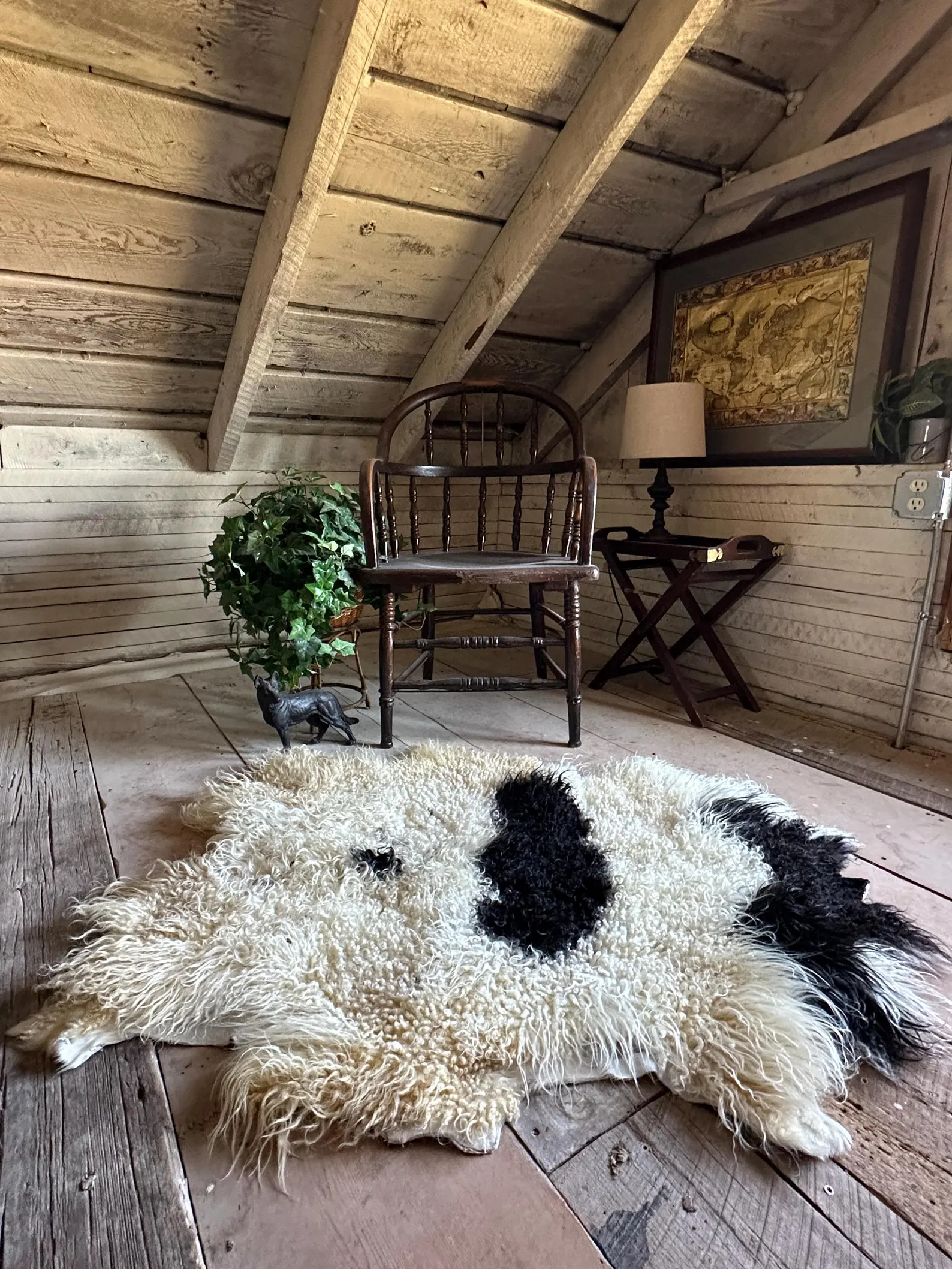 Large Black and white natural Icelandic sheepskin - Image 2